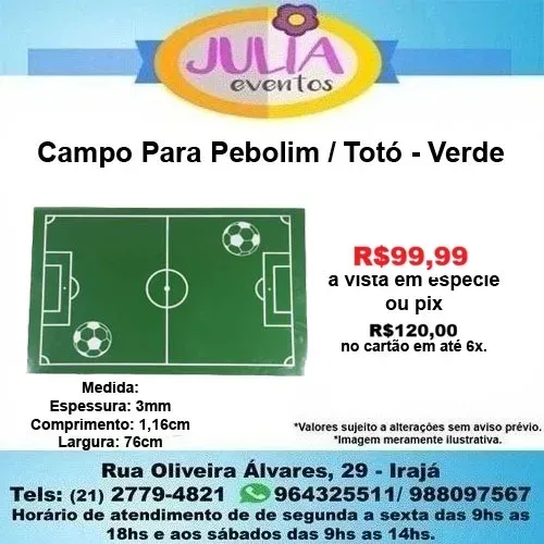 Campo Para Mesa de Totó (Pebolim)