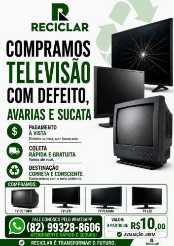 TELEVISÃO COM DEFEITO OU AVARIAS? COMPRAMOS E COLETAMOS NO SEU ENDEREÇO! 