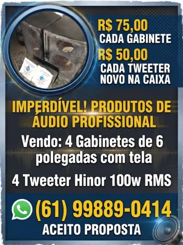 Vendo 4 gabinetes de 6 polegadas com tela
