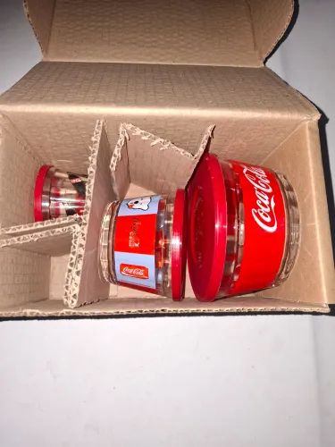Conjunto potes vidro coca cola