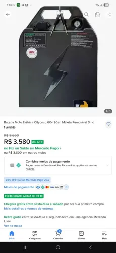 Bateria de scooter 60v 18Ah