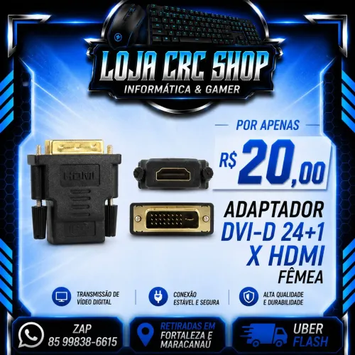 Adaptador DVI-D 24+1 X HDMI Fêmea