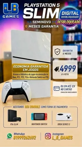 PS5 slim desbloqueado ( LOJA FÍSICA)