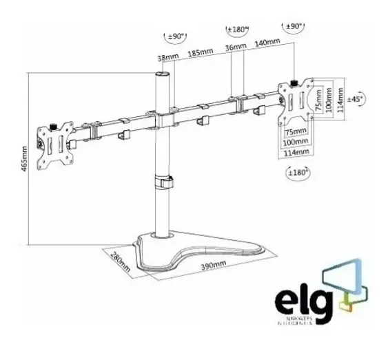 Suporte ELG articulado para 02 monitores