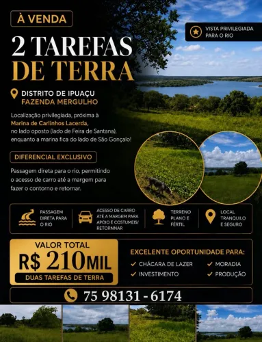 Vendo 2 tarefas de terra no rio jacuipe.