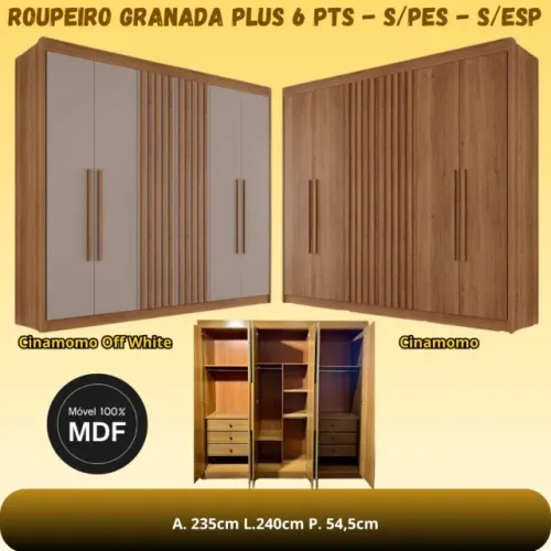 Guarda Roupa de Casal 100% MDF 2.40m Largura - Entrega e Monta na Hora