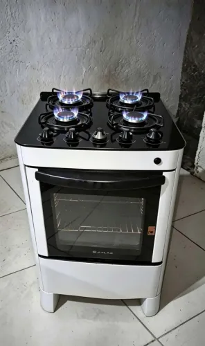 Fogão de Piso Esmaltec 4 Bocas Safira Glass Branco