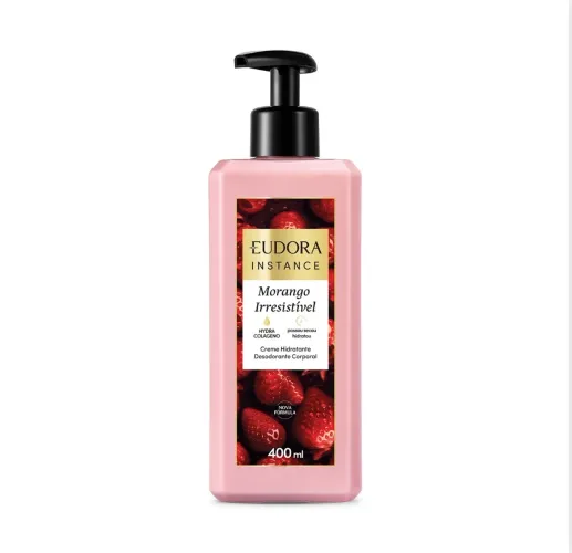 Creme hidratante desodorante corporal instance  morango irresistível 400 ml 