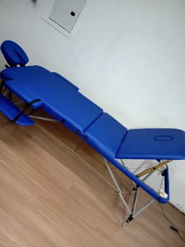 Maca Portátil Dobrável e Reclinável em Couro PU Azul