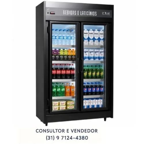 Refrigerador de Bebidas 2 Portas Preto Polar com LED