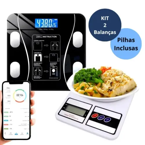 Kit Completo para Emagrecimento e Controle Alimentar - Balança Digital + Balança de Alimen
