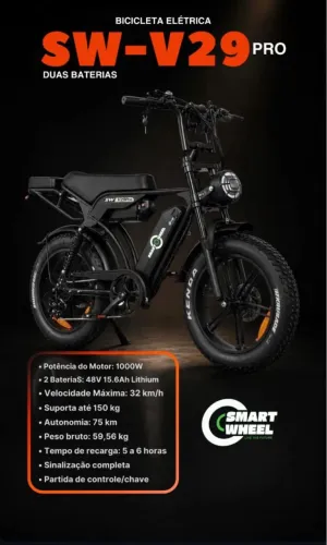 BICICLETA ELÉTRICA SW-V29 PRO DUAS BATERIAS SW VESPrO