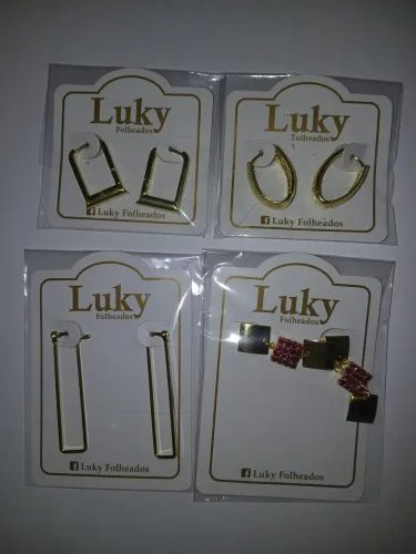 Luky Folheados Brinco Semijoia