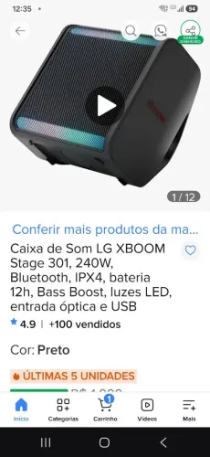 CAIXA DE SOM LG XBOOM