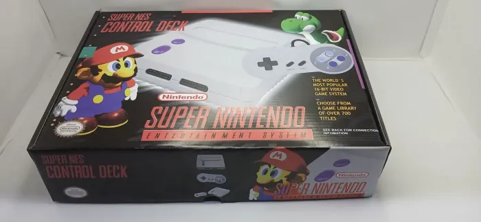 Super Nintendo completo na caixa