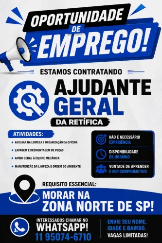 AJUDANTE GERAL- RETIFICA MOTORES
