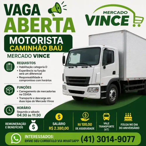 Emprego para motorista de caminhão 