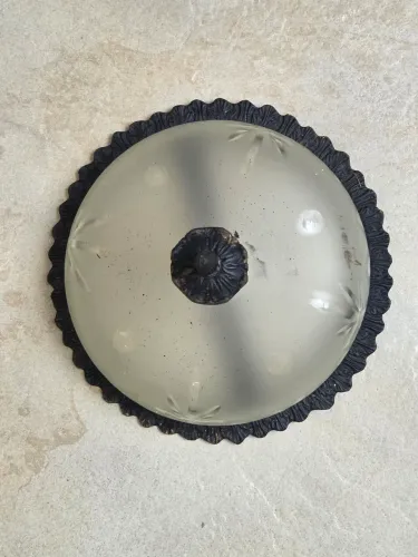 Lustre Plafon Antigo de Teto 3 Peças com Vidro Fosco