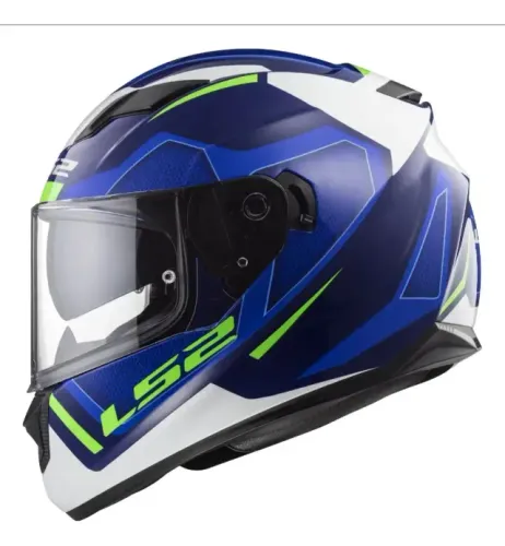 Capacete LS2 Ff320 Stream Azul Branco C/ Óculos Interno M 57/58