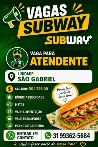 Vagas abertas Atentende 6 por 1