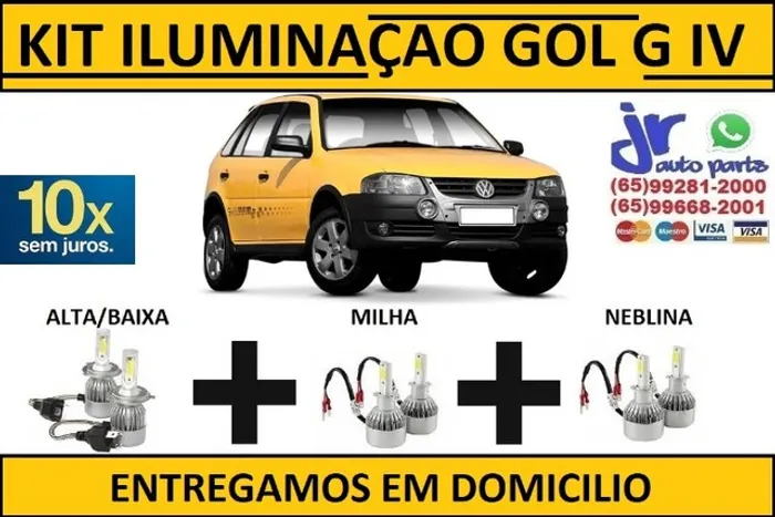 Kit Lampada Ultra LED Gol G4 Rallye 6000K 12V 24V