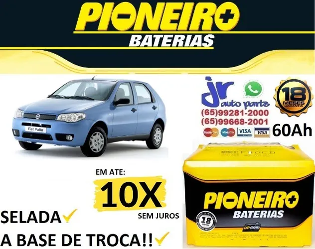 Bateria Automotiva Pioneiro 60ah- Palio Sapao 12v 