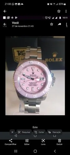 ROLEX Relógio A Prova dágua Submariner Fundo Rosa.