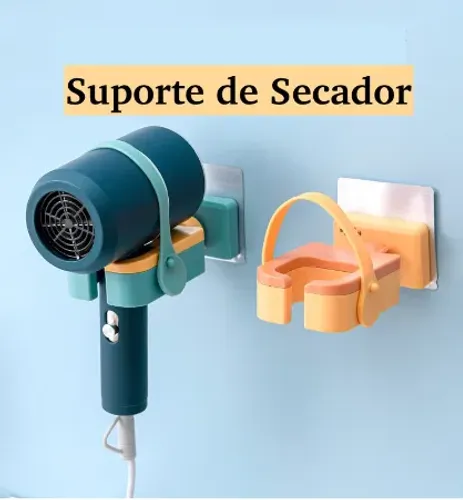 Suporte Secador De Cabelo Parede Adesivo Banheiro Organizador De Fios Porta Ajustável Gira