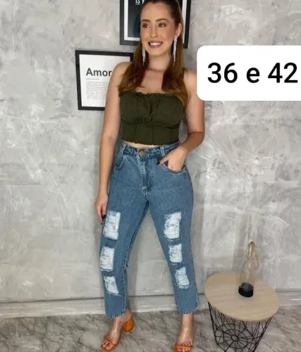 Promoção calças mom e wide leg - Jeans 100%