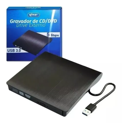 Gravador Dvd Externo Usb 3.0 Portátil Knup Kp-LE300
