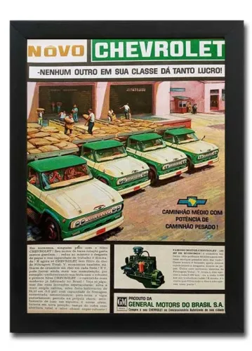 Caminhão antigo Chevrolet C60 - Quadro decorativo com propaganda original de revista
