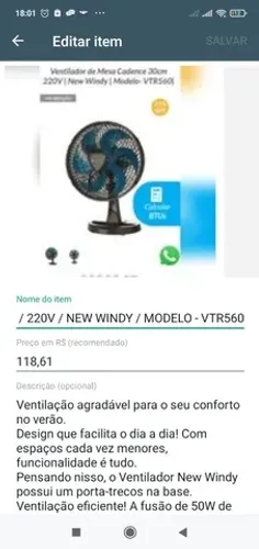 Ventilador new windy 220 v / vtr650