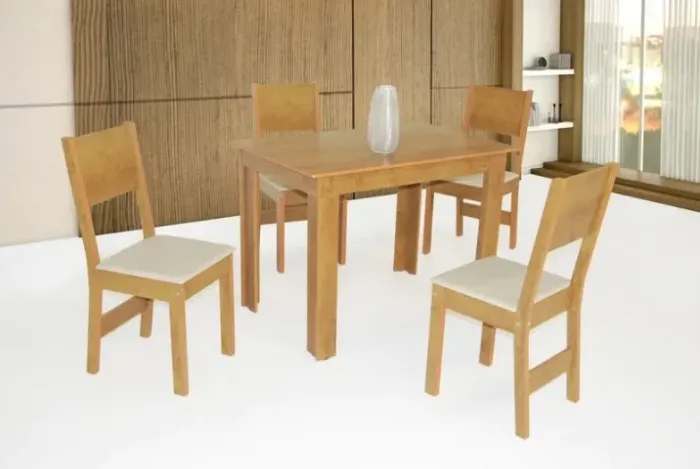 MESA RETANGULAR 4 CAD MILENA BEGE FREIJO /OFF