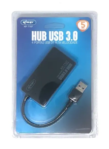Expansor Hub USB 3.0 com Led 4 Portas High Speed 5.0 Gbps Knup Novo na Caixa