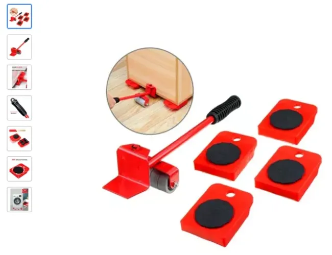 Kit 5 Movedor Móveis Grandes Rodinhas Para Mudança Levantar