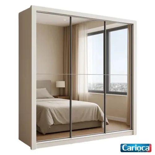 Roupeiro Casal Premium Larg. 1.88m 3 Portas C/ 3 Espelho rf97