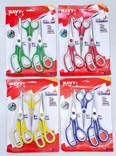 Kit Tesoura Navalha Pro para Tecido, Papel, Plástico e Mais