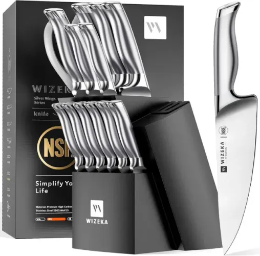 Conjunto De Facas De Cozinha Wizeka Com Bloco, Certificado N