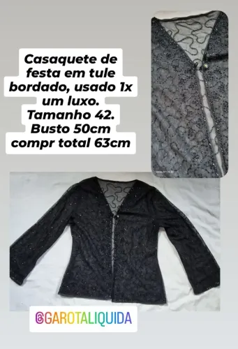 Casaquete de festa em tule bordado tamanho 42