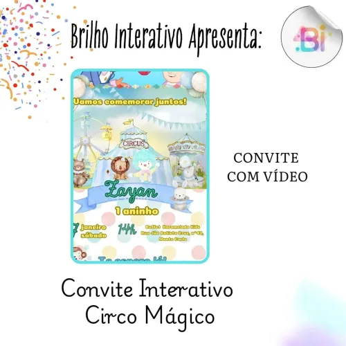 Convite DIGITAL INTERATIVO CIRCO MÁGICO