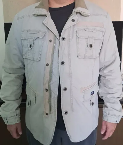 Jaqueta Masculina Casual Bege com Bolsos