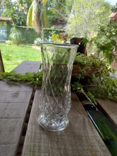 Lindo vaso de flores de vidro 