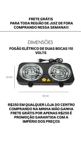 FOGÃO ELÉTRICO COM 2 BOCAS 110 VOLTS