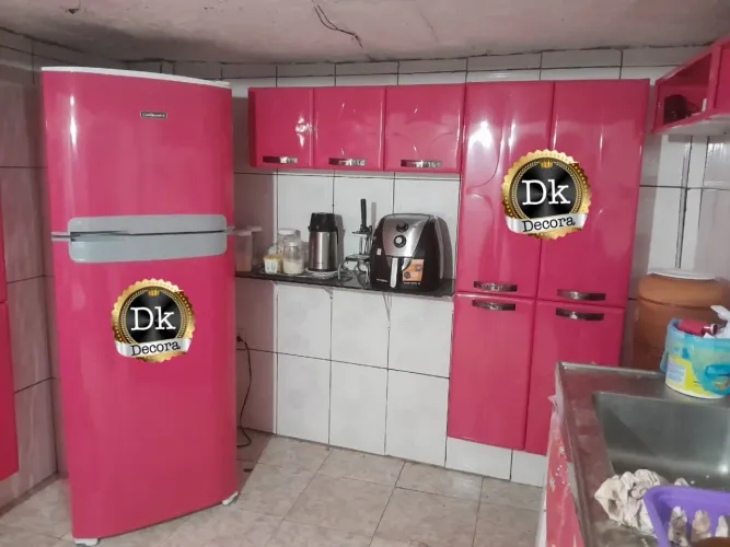 Armários de Cozinha Rosa Retrô