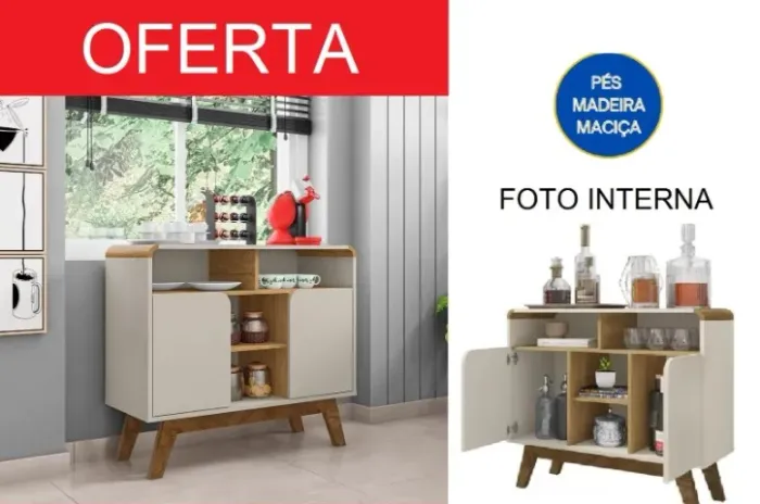 Aparador com pés em madeira maciça - ULTIMAS PEÇAS - PROMOÇÃO