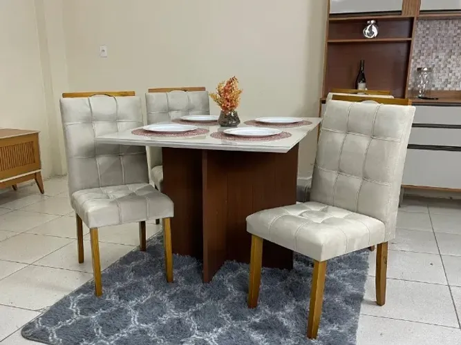 Mesa de Jantar Helo 0.90×0.90 Com 4 Cadeiras- Produto Novo Entrega Rápida