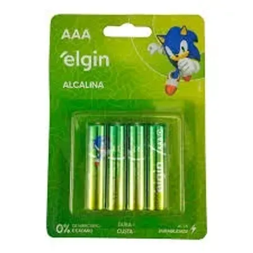 Pilha Alcalina Elgin AAA Palito 4 Unidades