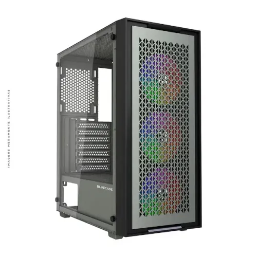 Gabinete Gamer Bluecase X-FRAME SE, Mid Tower, Vidro Temperado, ATX, Sem Fonte, 3 Fans, Ci