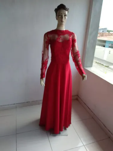 Vestido longo vermelho festa veste 42