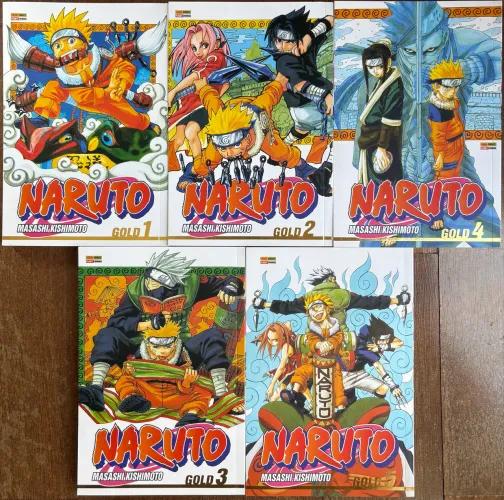 Naruto Gold - Vol. 1 ao 5 - Kit Mangás Excelente Estado